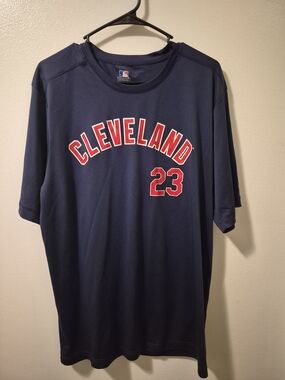 MLB Cleveland Navy Short-Sleeve Team Tee with Red White Lettering
